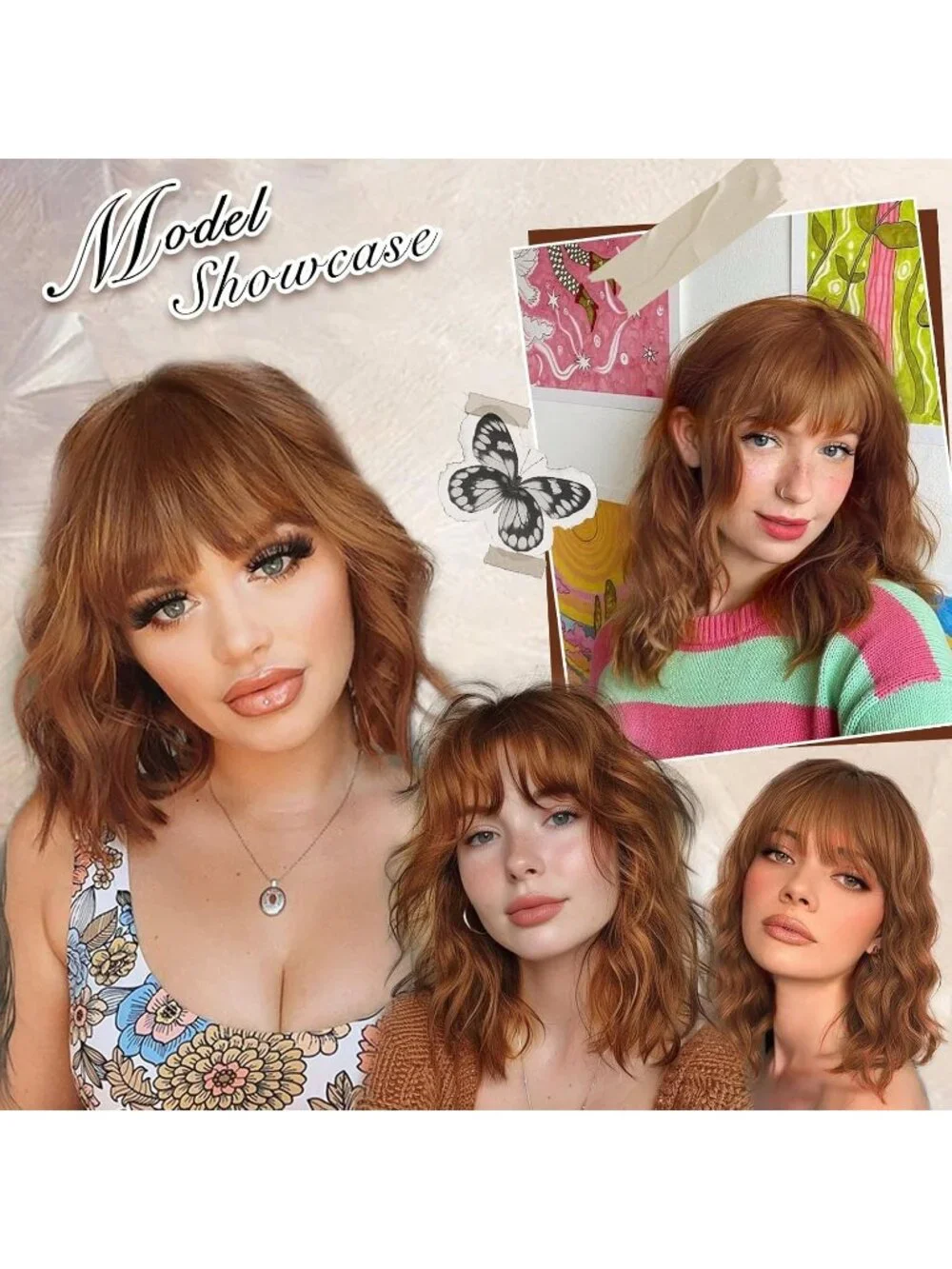 Women's Auburn 14 Inch Heat Resistant Synthetic Fiber Shoulder Length Wigs